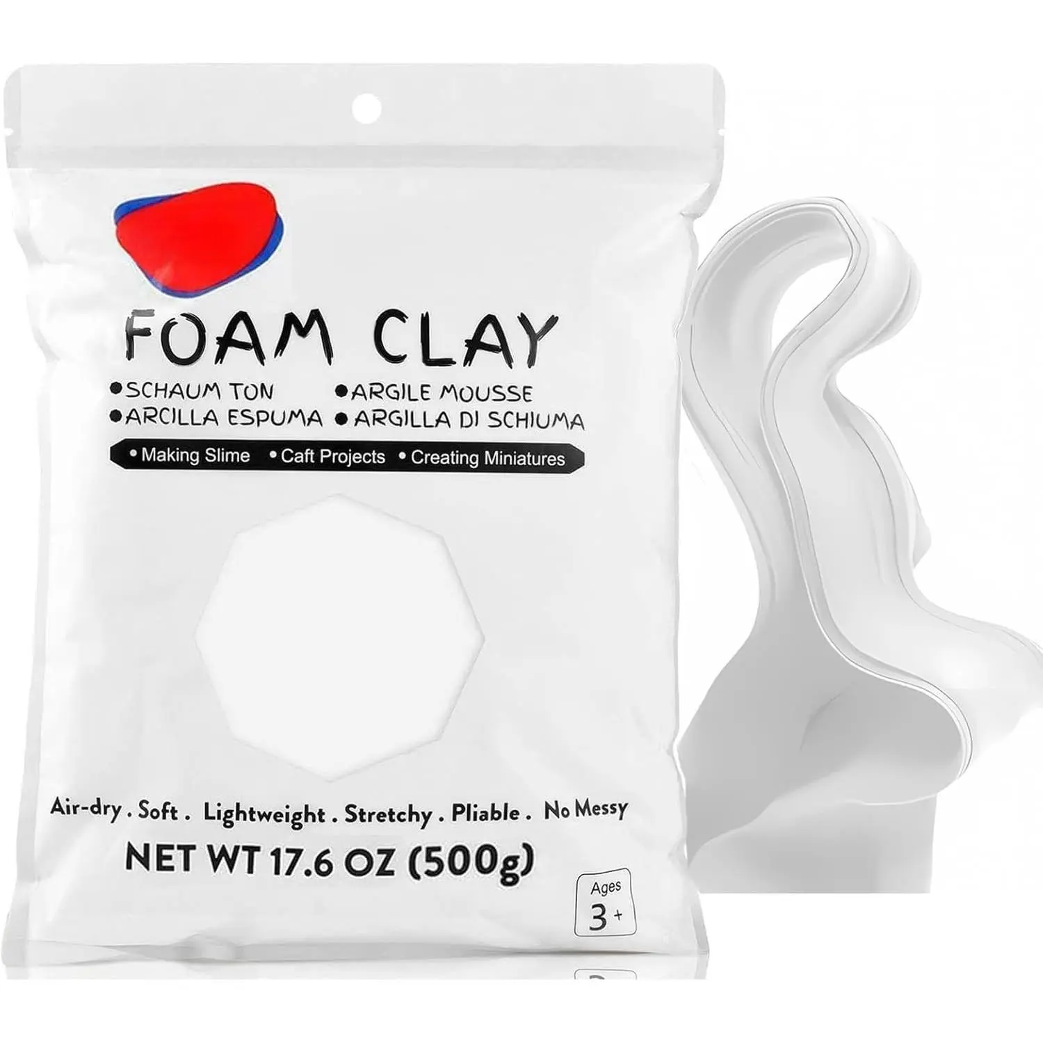 White Modeling  Clay Lite - 500 Grams, Squishy,Soft, Air Dry -for Flower Mirror,, Bake,  Supplies- 1.1 Lbs