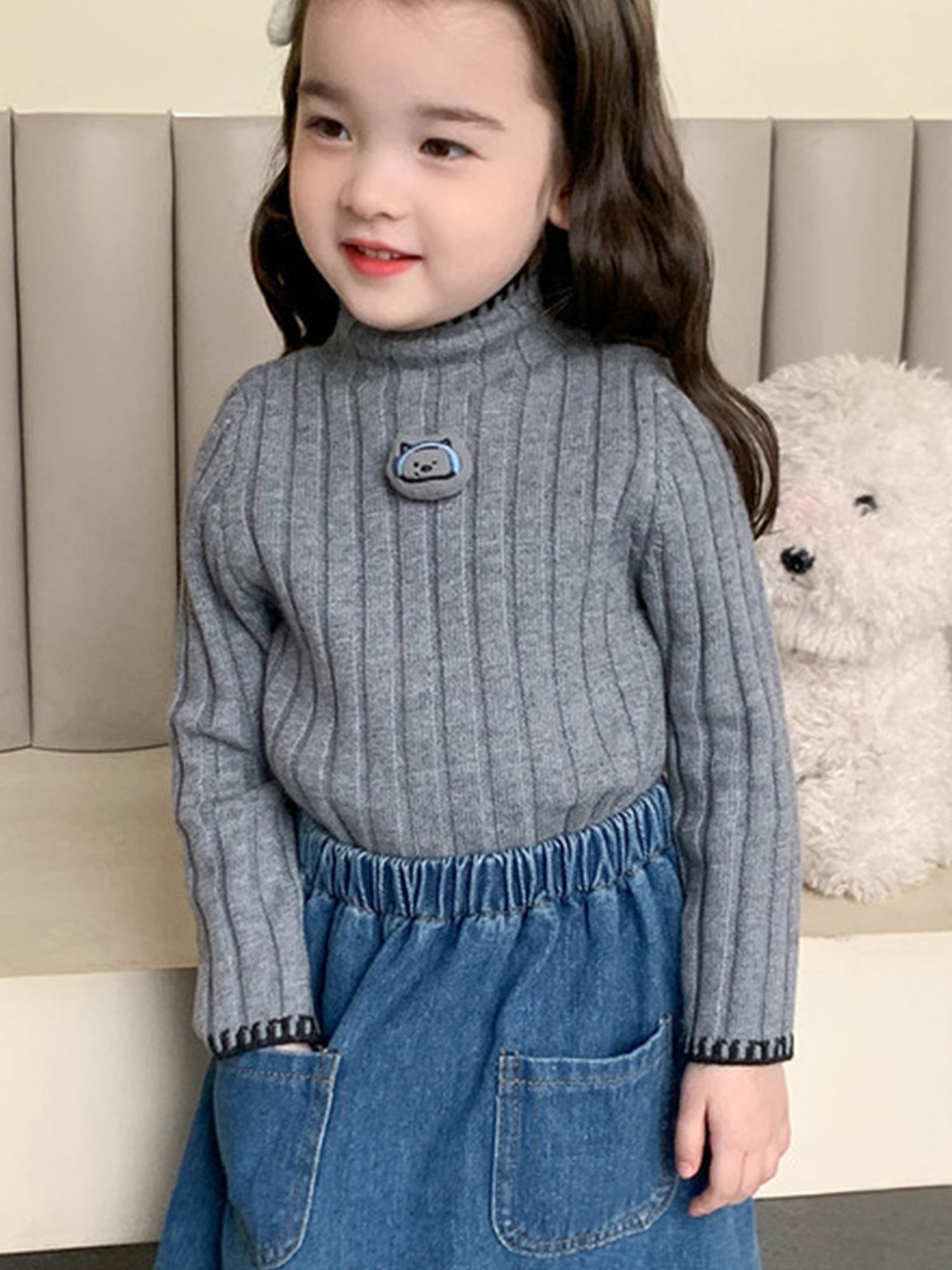 Girls' Thickened Turtleneck Sweater - Slim Fit Winter Warm Base Layer, Cute Solid Color Sweaters for Uniforms & Layering, Hand Washable Cold Weather Sweating Less for (for easy Outfits)