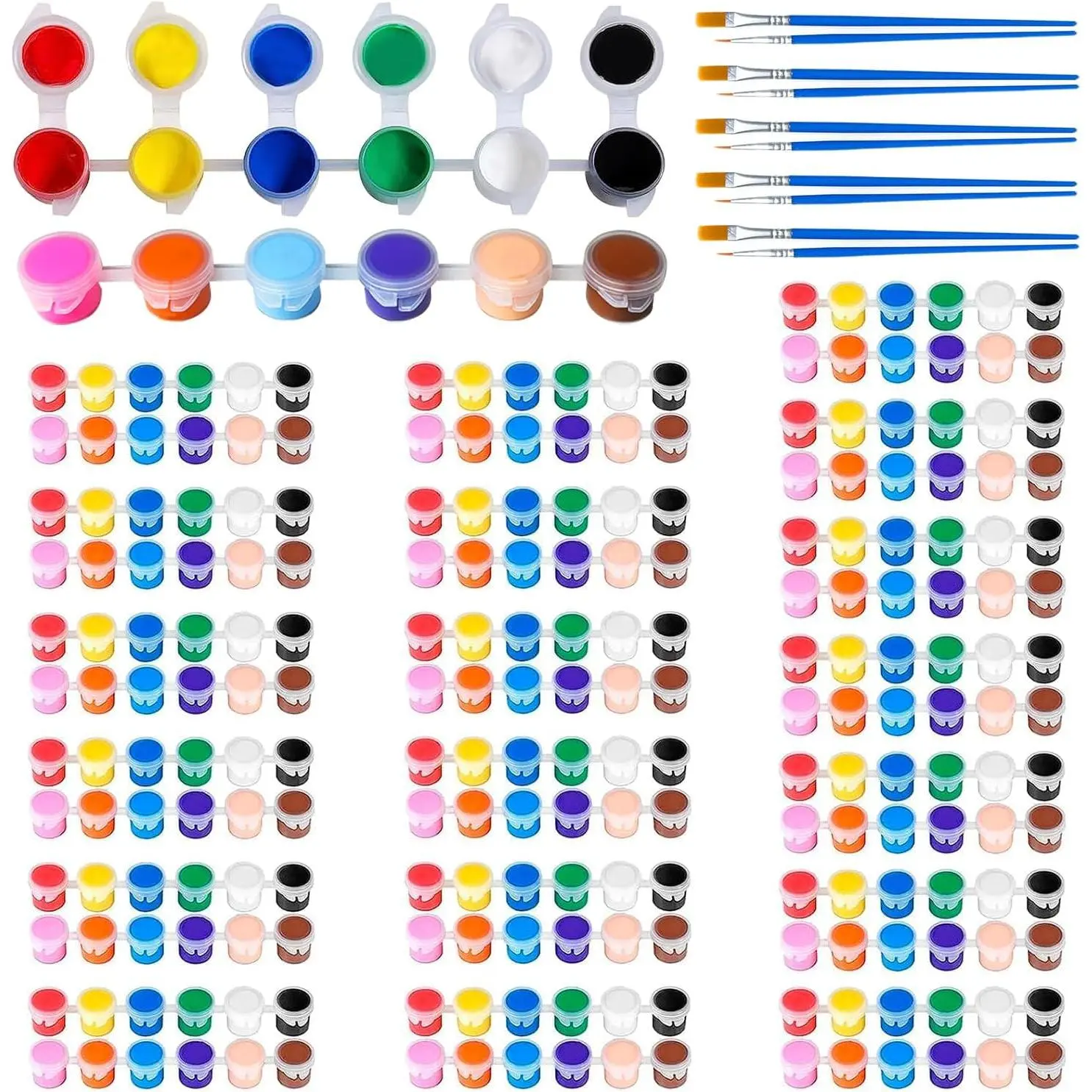 20 Pack Mini Acrylic Paint Set,12 Color Acrylic Paint Strips with 40 Pcs Painting Brushes for Kids&Adults, 280 PCS Kids Paint Set Container Strips Storage for Home Classroom Party Favors Easter Giftsfidget toys