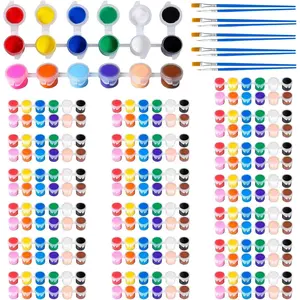 20 Pack Mini Acrylic Paint Set,12 Color Acrylic Paint Strips with 40 Pcs Painting Brushes for Kids&Adults, 280 PCS Kids Paint Set Container Strips Storage for Home Classroom Party Favors Easter Giftsfidget toys