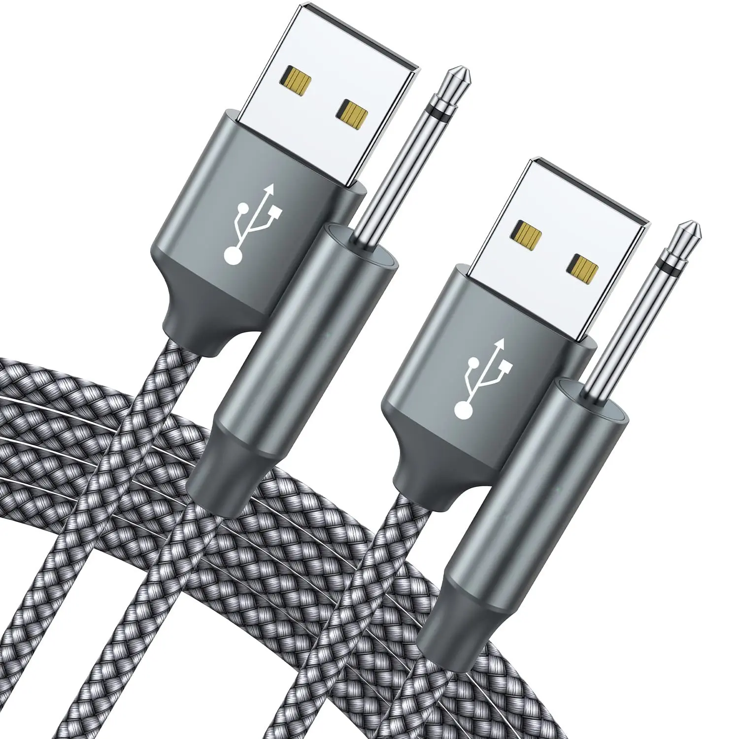 USB Charger Cord 2.5mm, (2-Pack 3ft)  DC   (Grey)