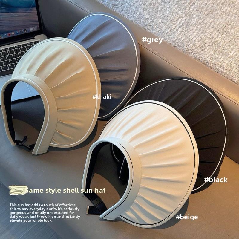 Ice silk sunscreen hat women's summer headband outdoor sun hat big brim shell hat UV protection face hat