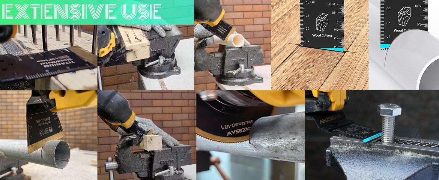 16 PCS Titanium Oscillating Saw Blades Metal Cutting, Multitool Blades for Soft Metal Nails Hard Material and Wood Plastic, Multi Tool Blades Kits Fit