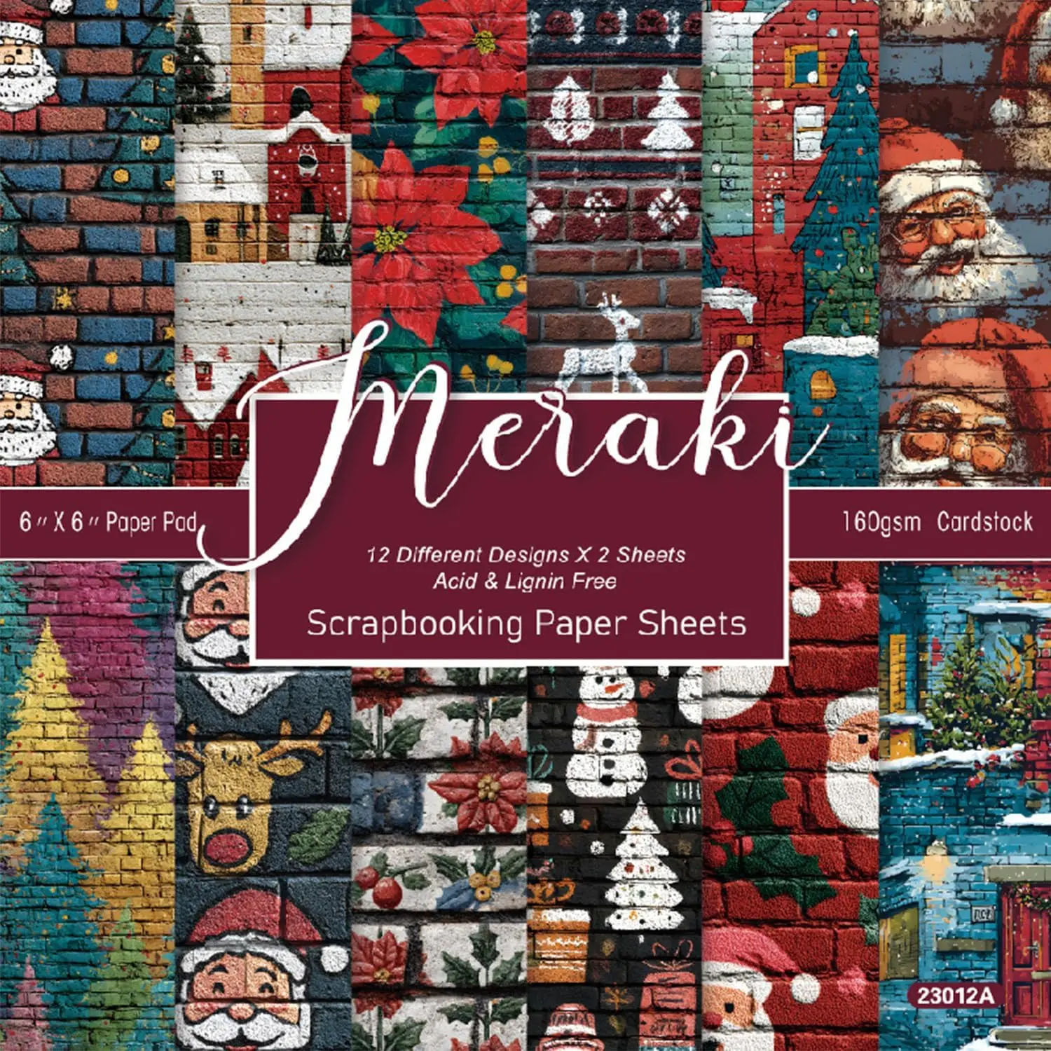 6-in Christmas Scrapbooking Paper Pad DIY Origami Collage Journals Supplies | 24 Sheets Aesthetic Patterned Decorative Cardstock Single-side Paper Decoupage Folded Materials  Photo Album Wrapping