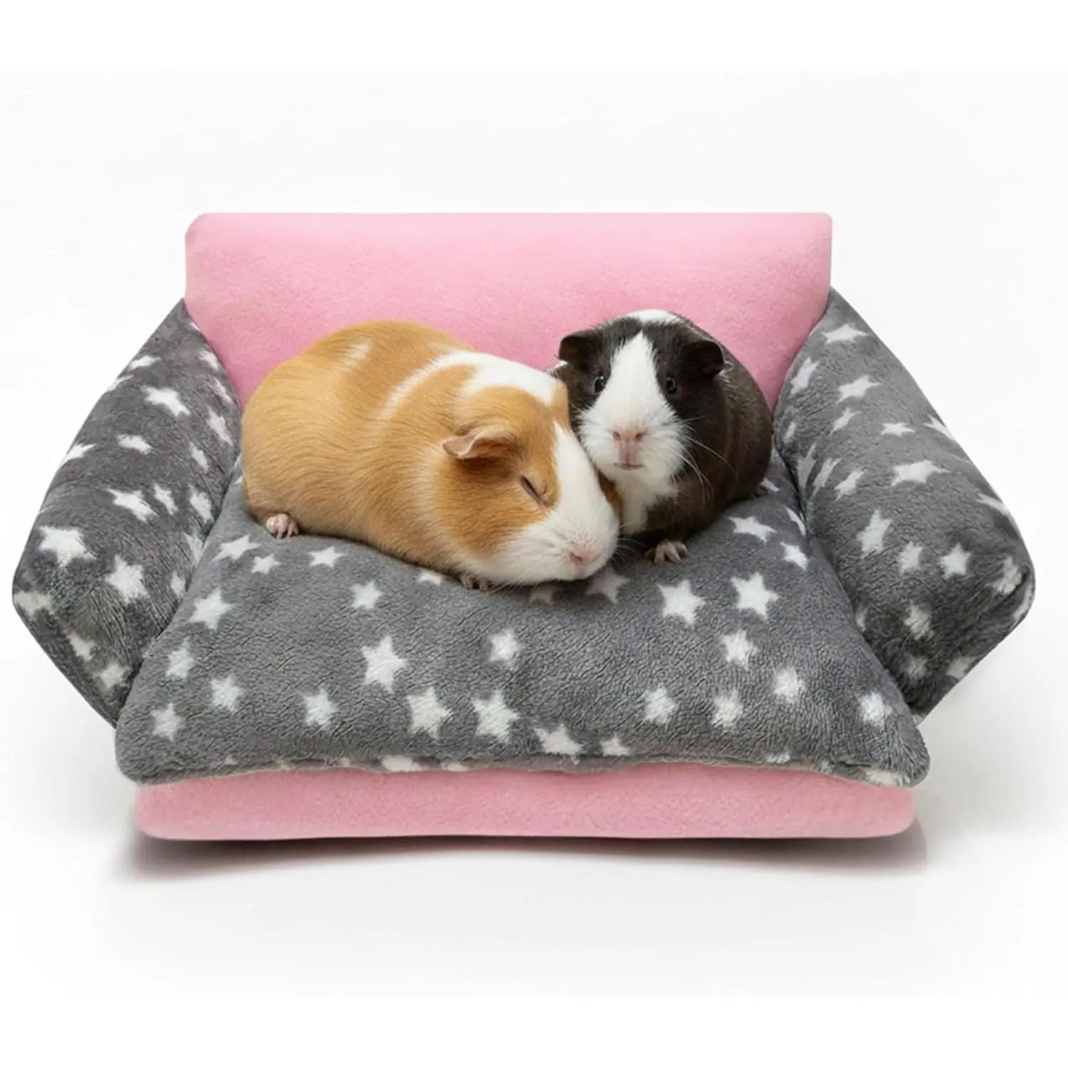 Soft Cute Star Small Animal Sleeping Sofa Bed, Washable Fleece Cage Bedding for Guinea Pig Rabbit Bunny Chinchilla Hedgehog Hamster