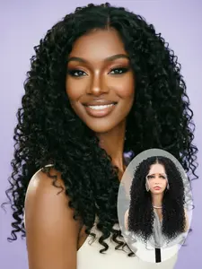 Curly and wavy hair from Africa, 13×6 front lace wig, pre-plucked hairline, available in black and brown, high-quality synthetic hair strands, specially designed for black women, suitable for daily gatherings, carnivals, music festivals, etc., 22-inch