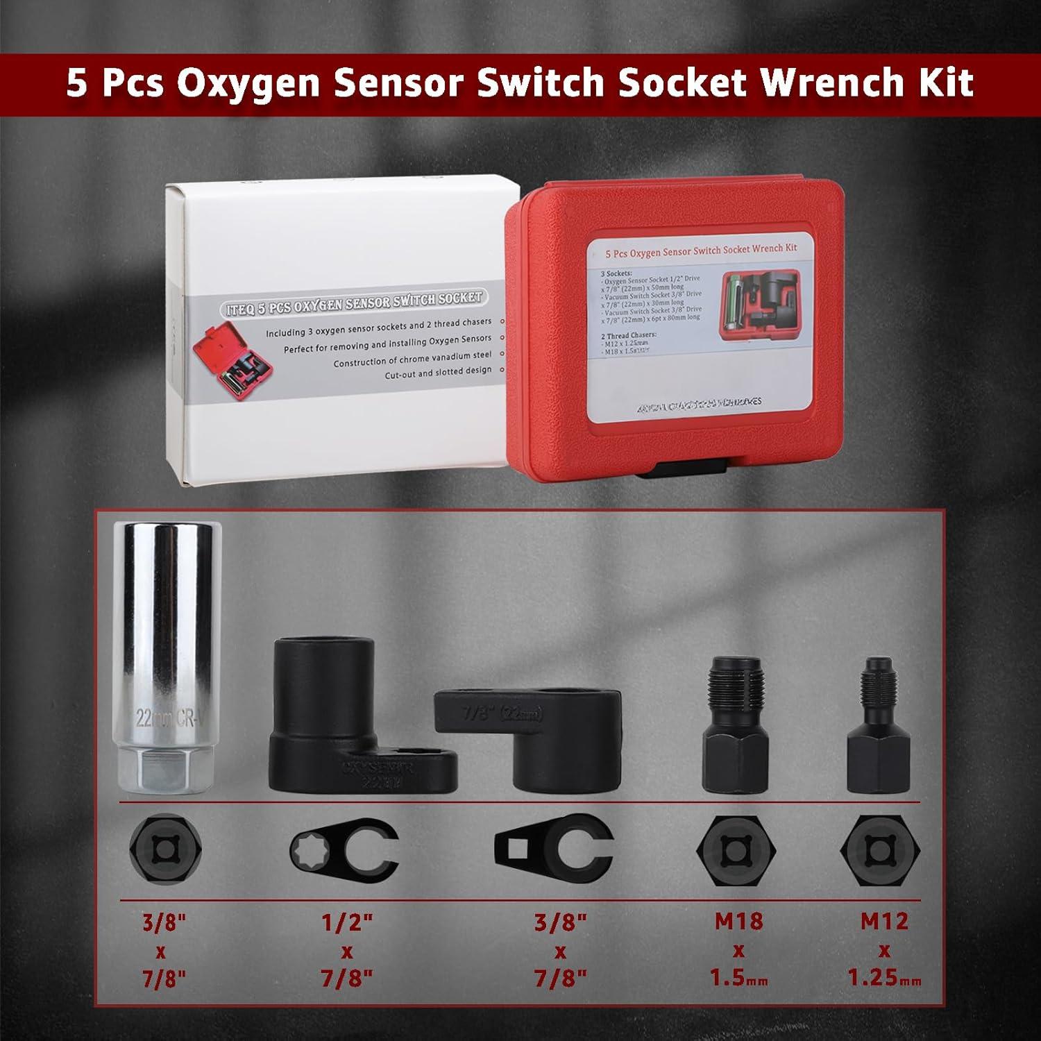 5 count Automotive  Sensor Socket Wrench Remover tool and Thread Chaser Set