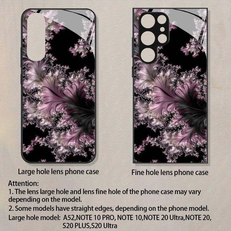 Pink Feather-like Texture Pattern Design Tempered Glass Phone Case, Suitable for Samsung Galaxy S26 S25 S24 S23 S22Pro S21 S20 Fe Plus Ultra Pro A56 A55 A54 A53 A52 A51 A36 A35 A34 A32 A26 A25 A24 A23 A16 A15 A14 A06 A05 A03s