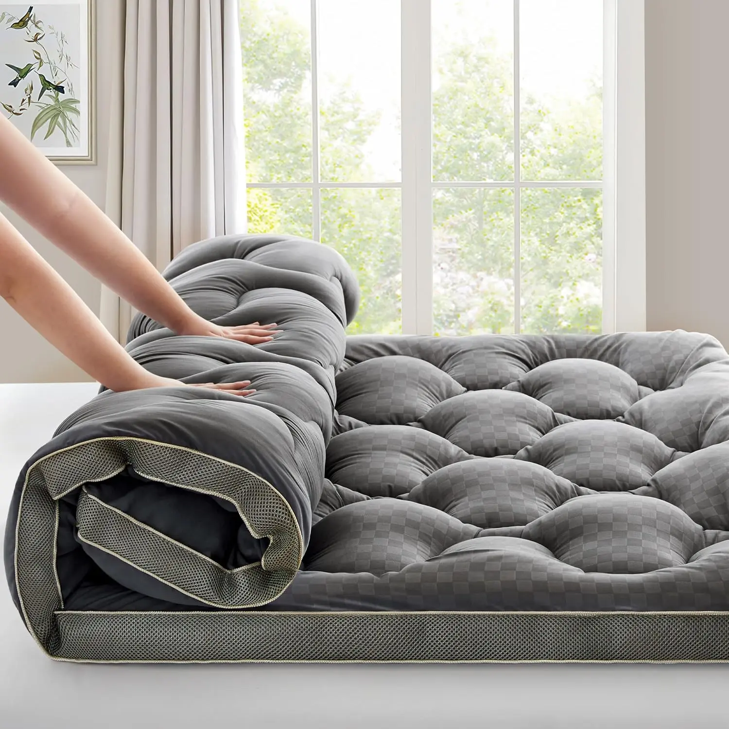 3In Extra Thick King Size Cooling Mattress Topper Pillow Top, Airflow Design for Hot Sleepers, Soft Supportive Pressure-Relieving Pad for Back & Side Sleepers, Easy Setup Washable 78”*80”