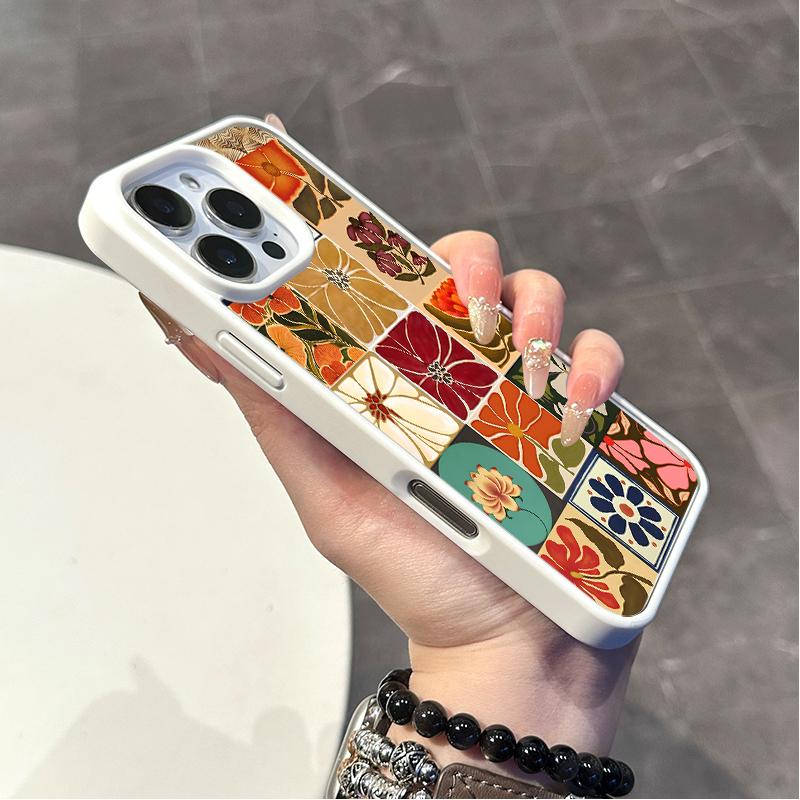 Chic Magnetic Case for iPhone11/12/13/14/15/16/17/promax Floral Tile Collage MagSafe Ready, Anti-Slip, Ultra Thin | Aesthetic Touch for Daily Use