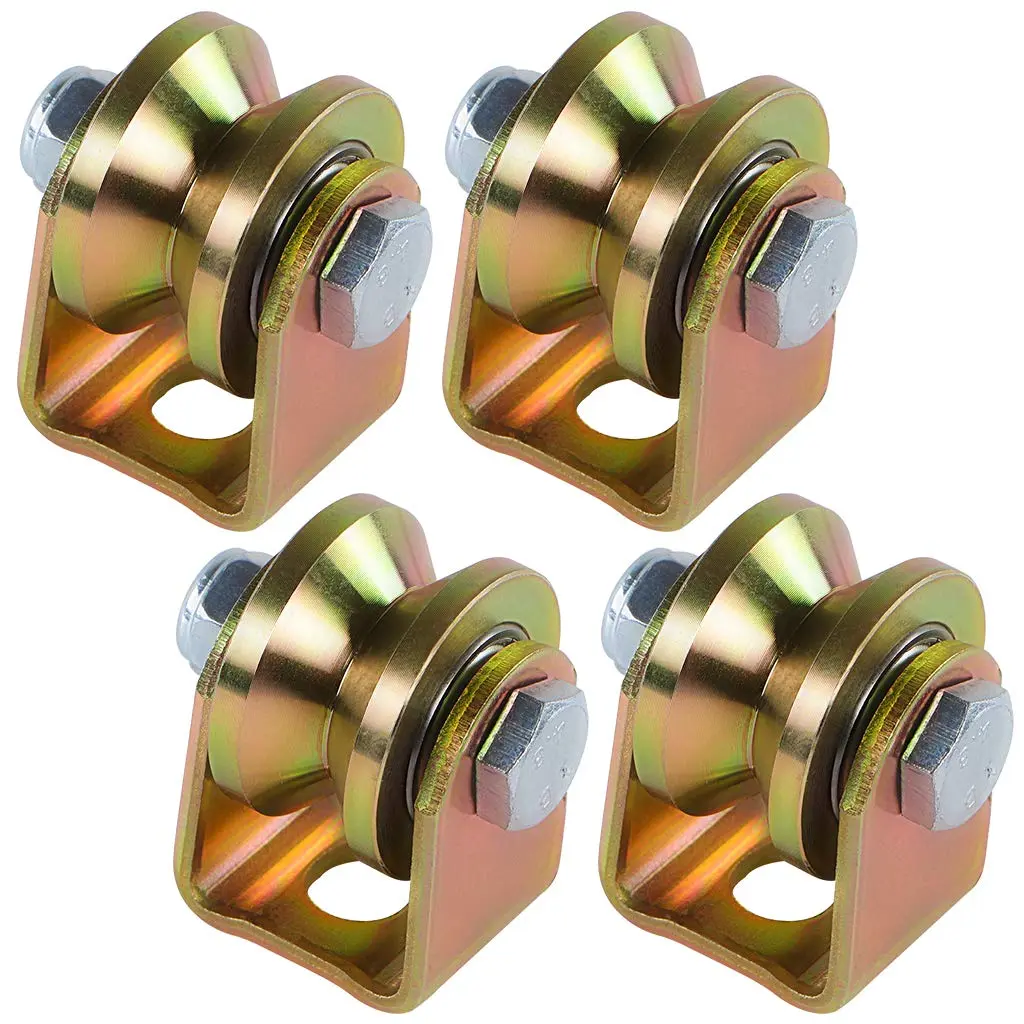 V  Caster 1.25 inches, Sliding Gate Wheel, Rigid Caster with Bracket for Inverted Track, Rolling Gate, Sliding Gate, Industrial Machines, Load Capacity 300lbs Per Wheel, Pack of 4