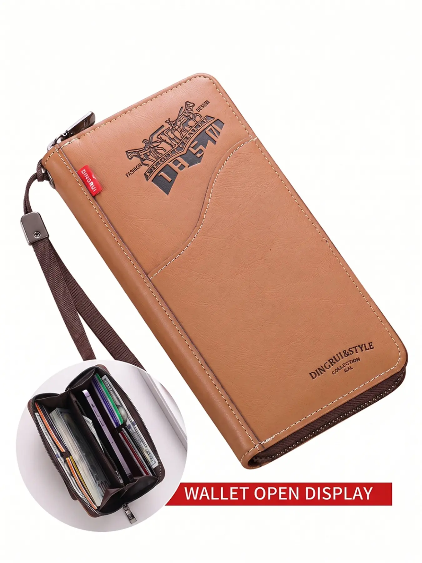 Men's retro embossed PU leather long wallet, luxurious and spacious long bi-fold wallet, multiple card slots, soft leather card holder, can hold cash, cards and ID, stylish business wallet, the perfect gift for men.