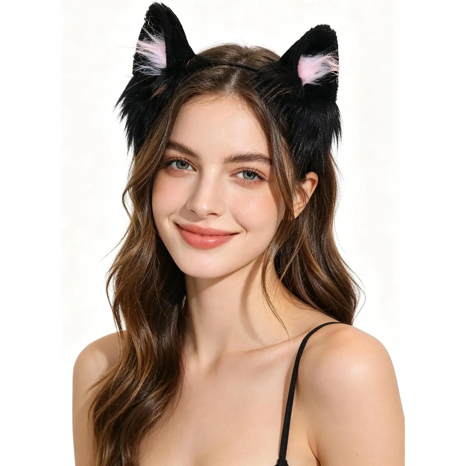 Women's A Miaow Faux Fur Upright Fox-Wolf Ears Headband, 1-size Animal Ear Hair Hoop for Kemonomimi Anime Cosplay, Halloween Costume Party Accessory, One Size, Upright Ears