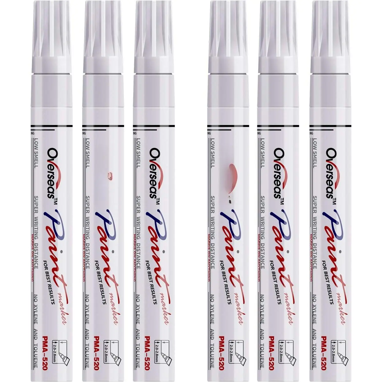 White  Marker Pens, 6 Pack Oil Based Permanent Markers | Medium Tip, , Quick Dry, Fade Resistant  Pens  Markers for Rock, , Metal, Plastic, Glass, Rubber