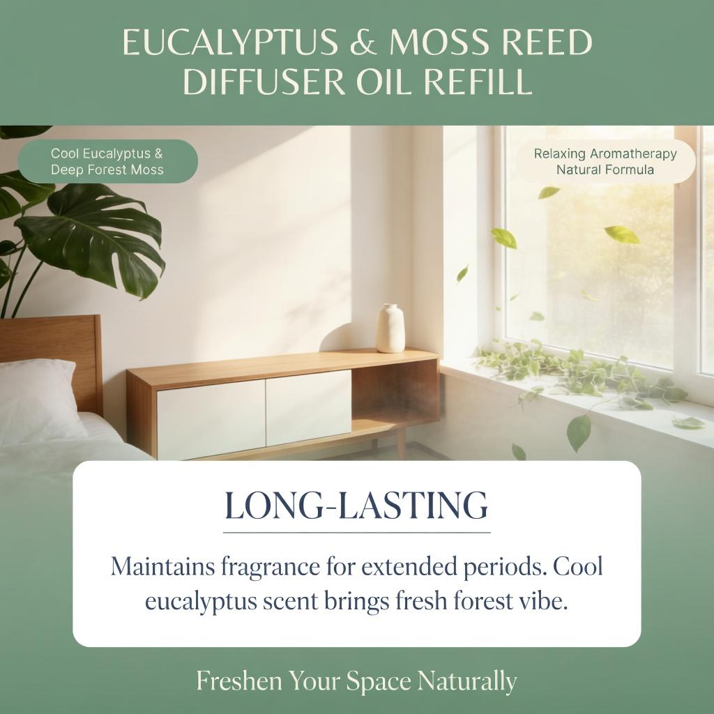 Eucalyptus Moss Aromatherapy Diffuser Oil - Fresh Woody Forest Scent, Long Lasting Elegant Home Fragrance & Air Freshener