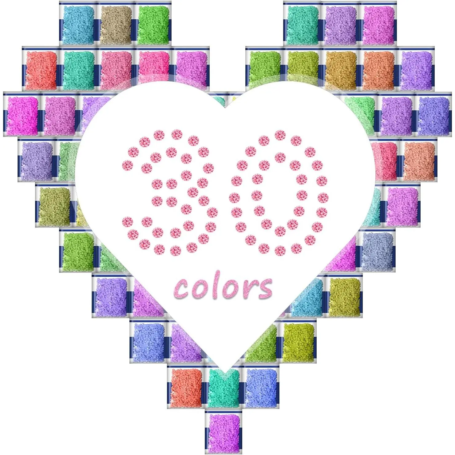 5D Round Drill Synthetic Rhinestone Beads for Crafting, 15000-Count 30-Color DIY Art Supplies, 500PCS Per Bag Flat Bottom Craft Accessories