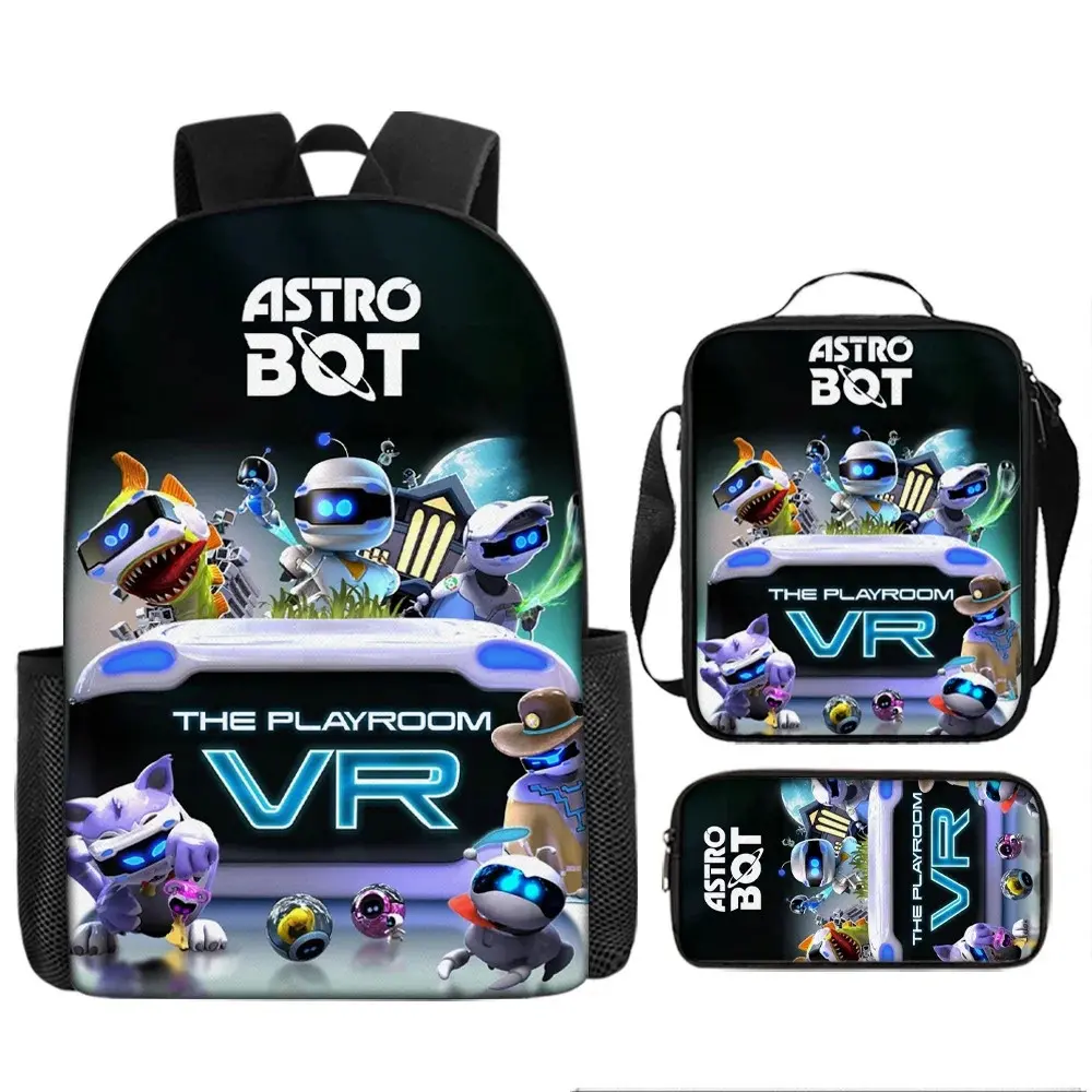 New cartoon anime cool robot 3D printed backpack, large capacity, lightweight, durable, casual and versatile student backpack, shoulder bag, pencil case three-piece set