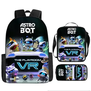 New cartoon anime cool robot 3D printed backpack, large capacity, lightweight, durable, casual and versatile student backpack, shoulder bag, pencil case three-piece set