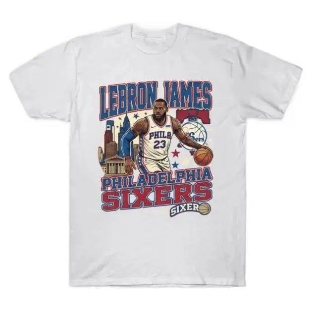 [Sale Up To 50%]UnisexLeBron James Sixers T-Shirt,  Vintage Philly Basketball Fan Graphic Tee