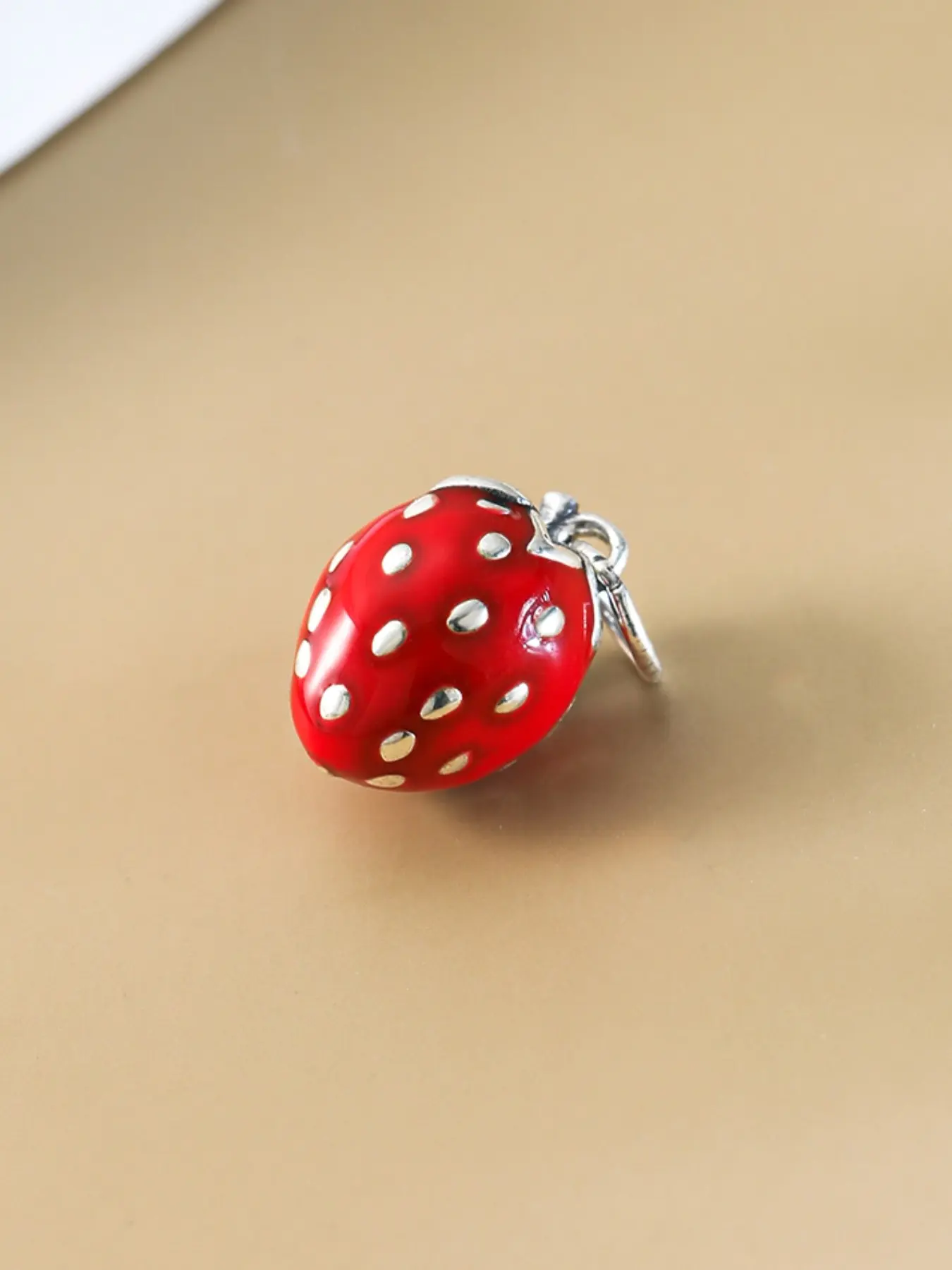 James Avery Charm S925 Sterling Silver Enamel Wild Strawberry Dangle Charm, Pendant for Bracelet Necklace, DIY Jewelry Making