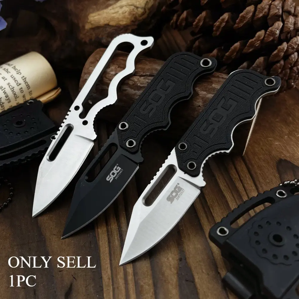Hot Mini Fixed Blade Knife with Sheath 5Cr15MoV Blade G10 Handle Portable Necklace Knife Outdoor Camping Knife Multi-purpose Carrying Tool Necklace Knife