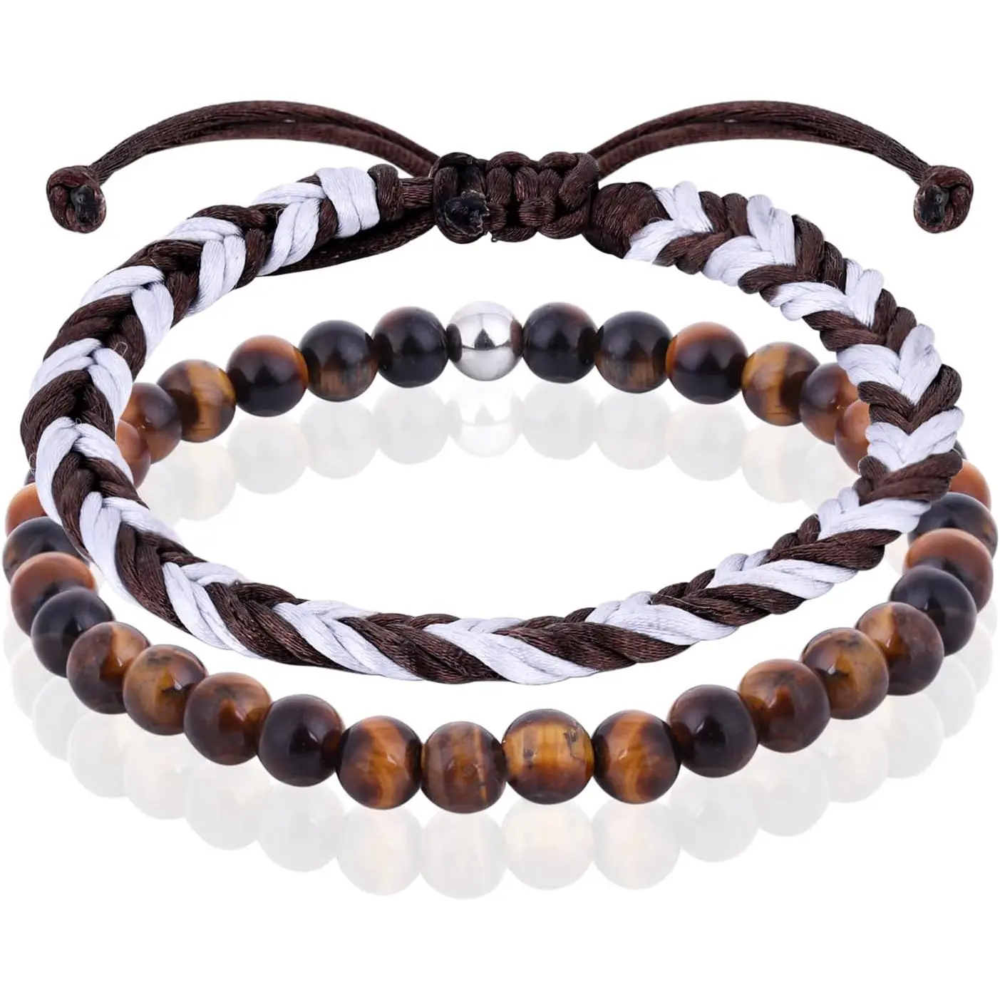 Black Beaded Bracelets for Men Boys: 6mm Obsidian Onyx Lava Beads Mens Bracelet Set Mens  - Cool Anniversary Valentines Fathers Birthday Gifts for Him Boyfriend Husband Man Son Dad