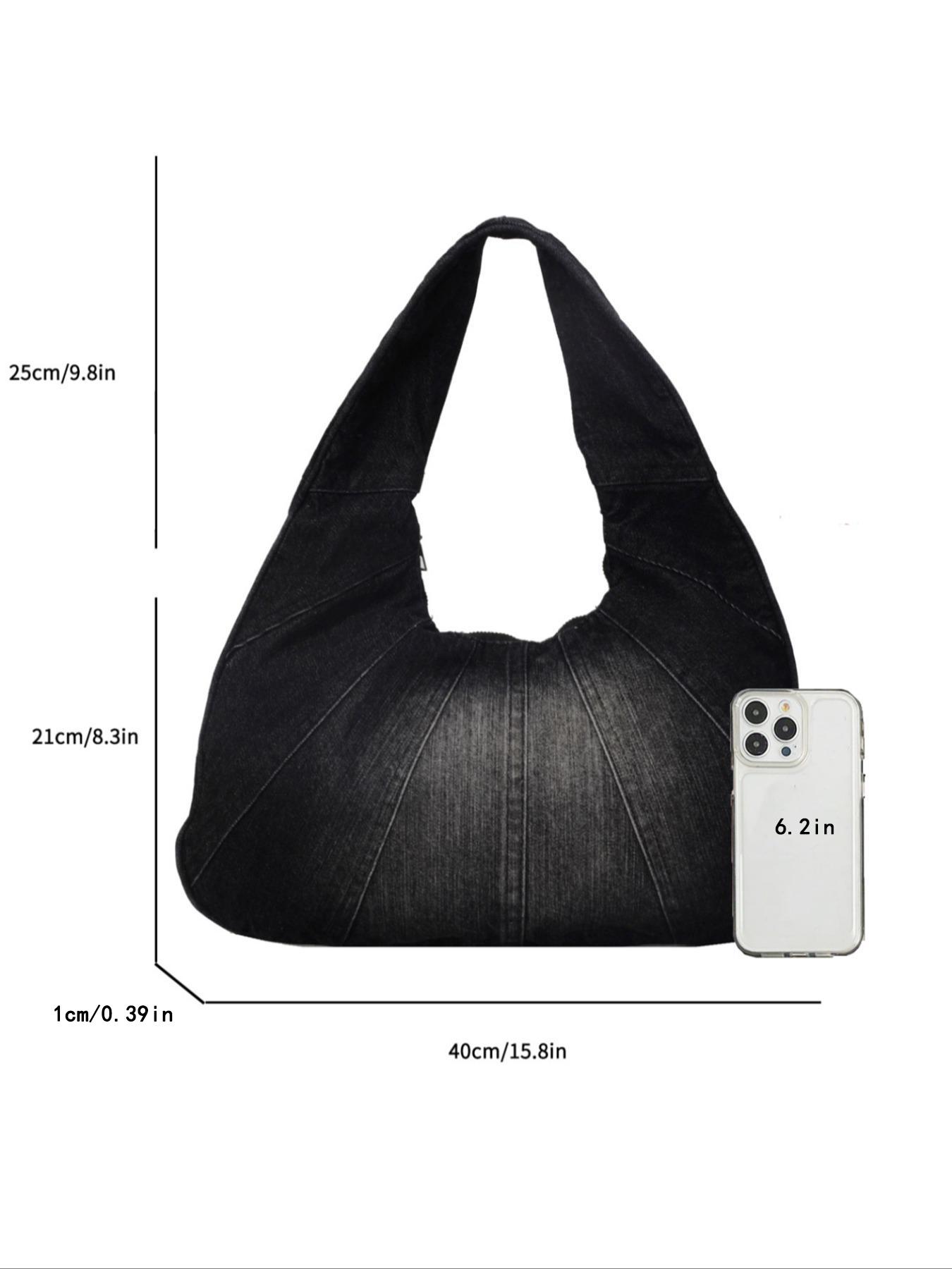 Women's Fashionable Denim Shoulder Bag, Shoulder Purse, 2025 New Style Casual Versatile Zipper Slouch Bag for Daily Used As Gifts, Trendy All-match Purse Bag for Commute, Work, Travel, Gifts for Her, Denim Crossbody Bags