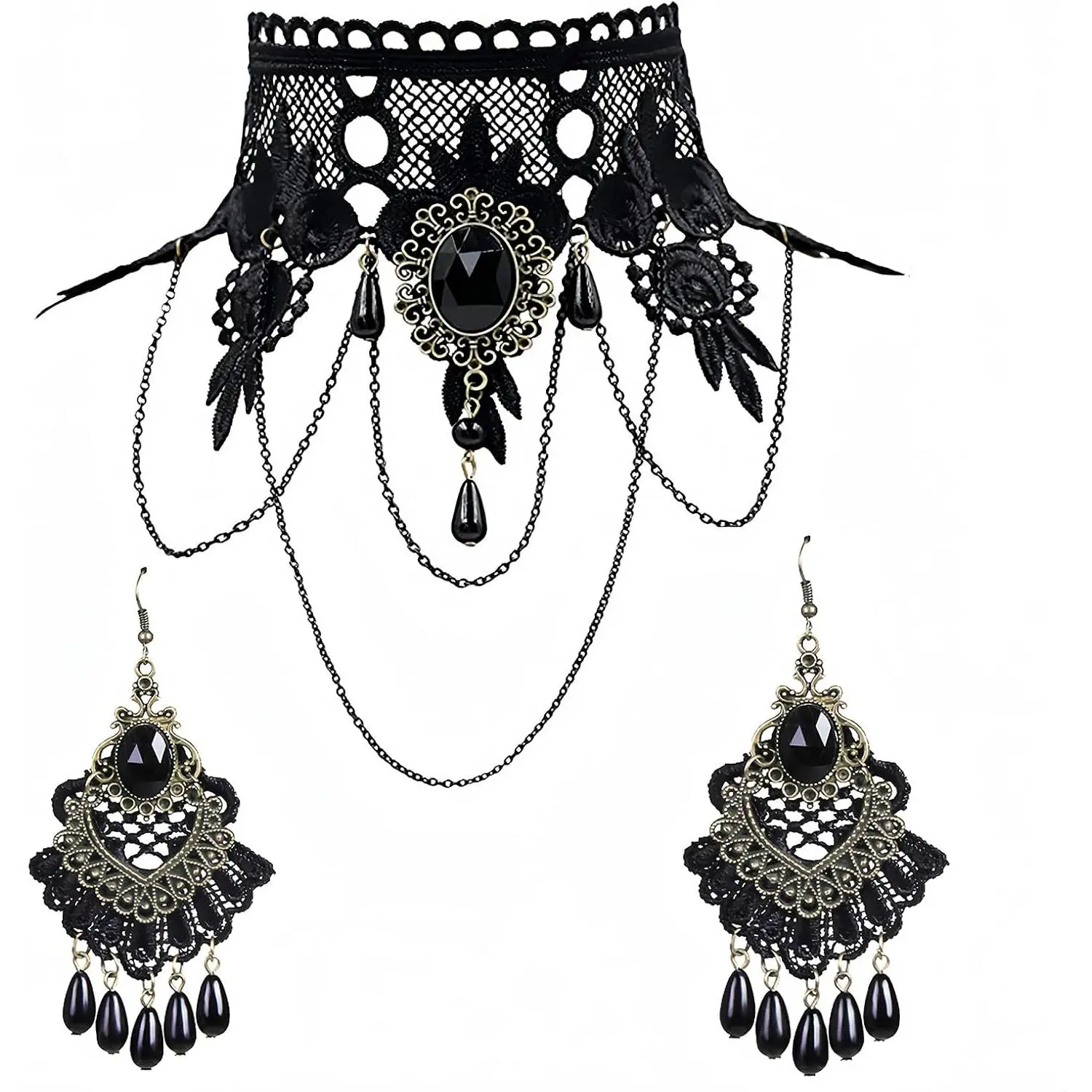 Halloween Costumes  for Women - Steampunk Black Lace Choker Necklace Gothic  Accessories, Vampire Choker Necklace Costume for Teen Girls