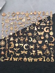 100pcs Mix Bulk Alloy Assorted Charms Mini Pendants KC Golden Plated Pendant Earring for DIY Jewelry Handmade Bracelet Earrings Necklace Crafts Accessories