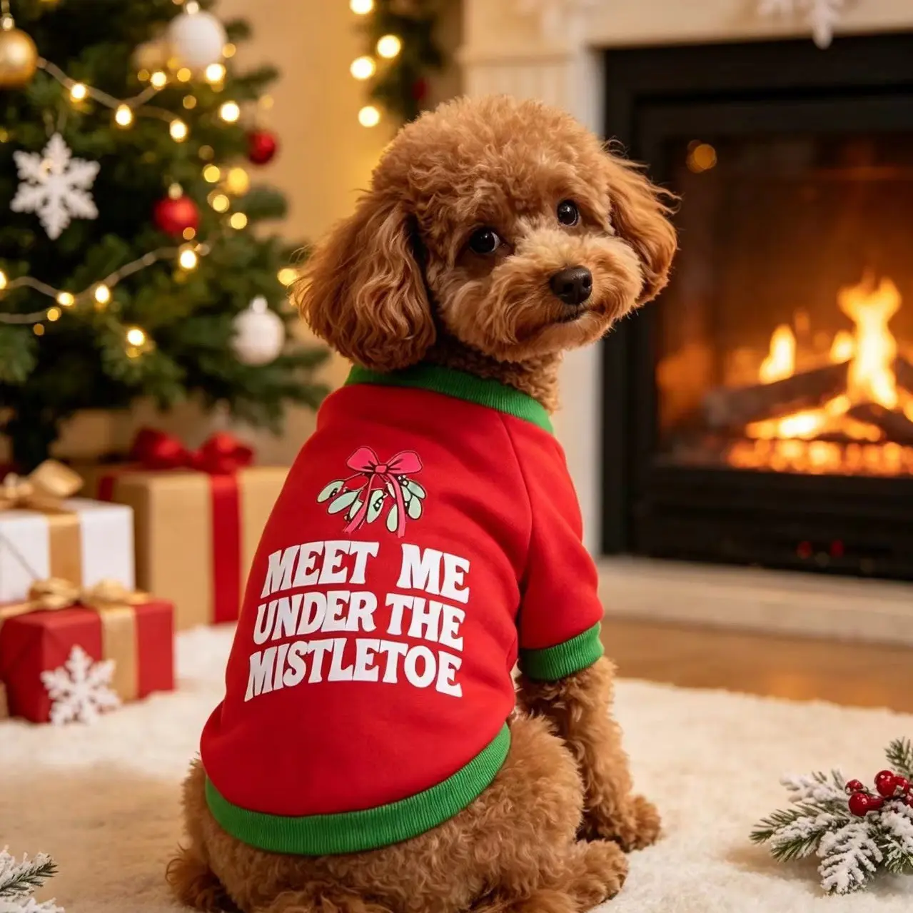2026 Christmas Dog Fleece Sweater | Cozy Thick Polar Fleece Pet Apparel | Warm 2-Legged Clothes for Small & Medium Dogs | Festive Holiday Party Outfit