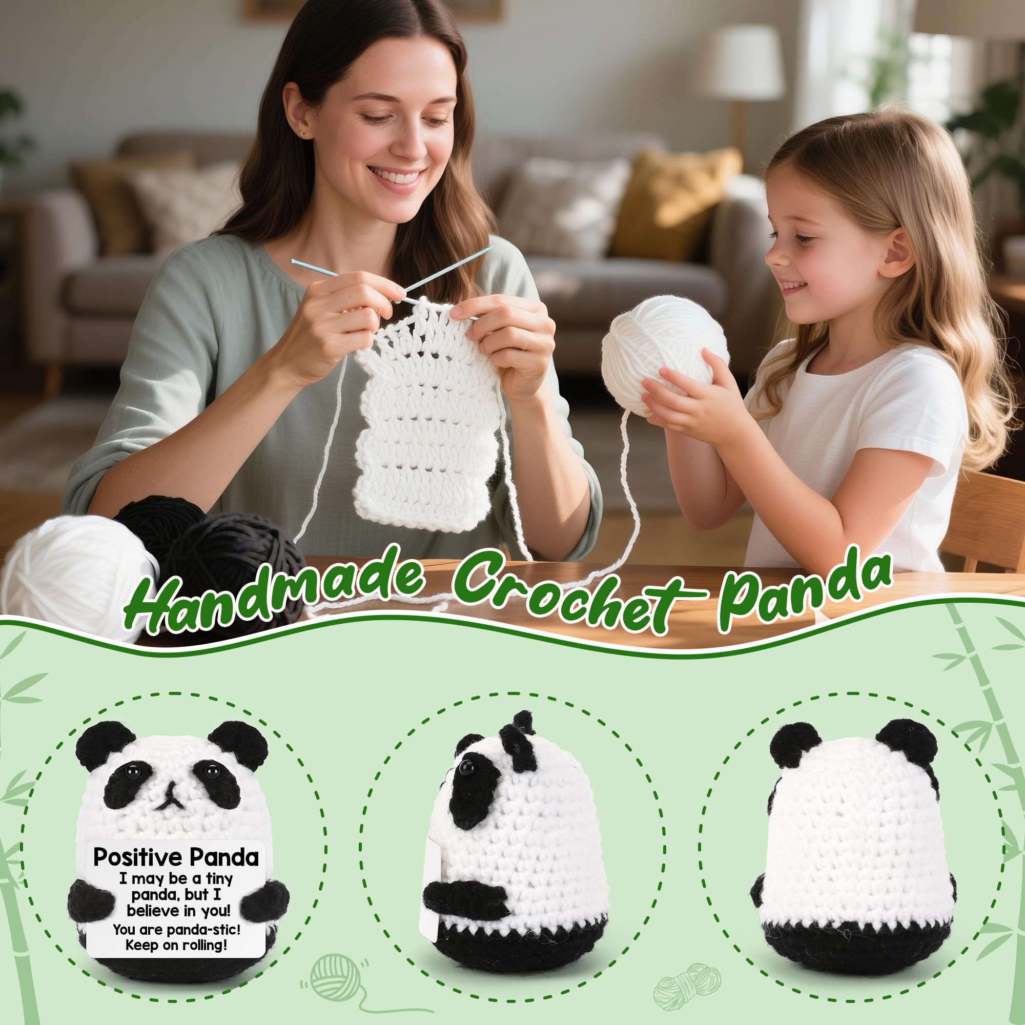 Soft Handmade Crochet Panda Stuffed Animal,Emotional Support Plush for Anxiety Relief,Birthday Gifts for Women Men,Teacher Appreciation Gifts,Easter Basket Stuffers for Boys Girls Teens,Cute Mini Companion Toy for Home Decor & Festival Gifting