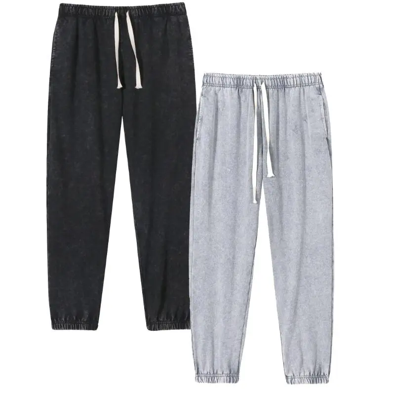 Men's 2-Pack French Terry Sweatpants, Relaxed Loose Fit Jogger Pants with Loopback Interior, Elastic Waistband, Adjustable Drawstring, Side Pockets and Cuffed Ankles, Everyday Athleisure Bottoms for Gym, Lounge and Travel