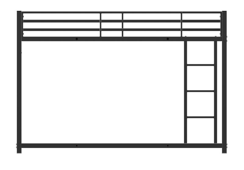 Twin Over Twin Metal Bunk Bed, Low Bunk Bed with Ladder, Black, Sturdy Steel Construction, Safe Design, Easy Assembly, 250lb Upper Bed Capacity, 350lb Lower Bed Capacity