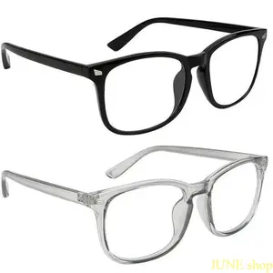Unisex Square Blue Light Blocking Eyeglasses With Transparent Plastic Frame, Lightweight Eye Protection Eyewear To Relieve Digital Eyestrain During Long Hours Of Computer Operation Video Gaming And Daily Electronic Device Usage