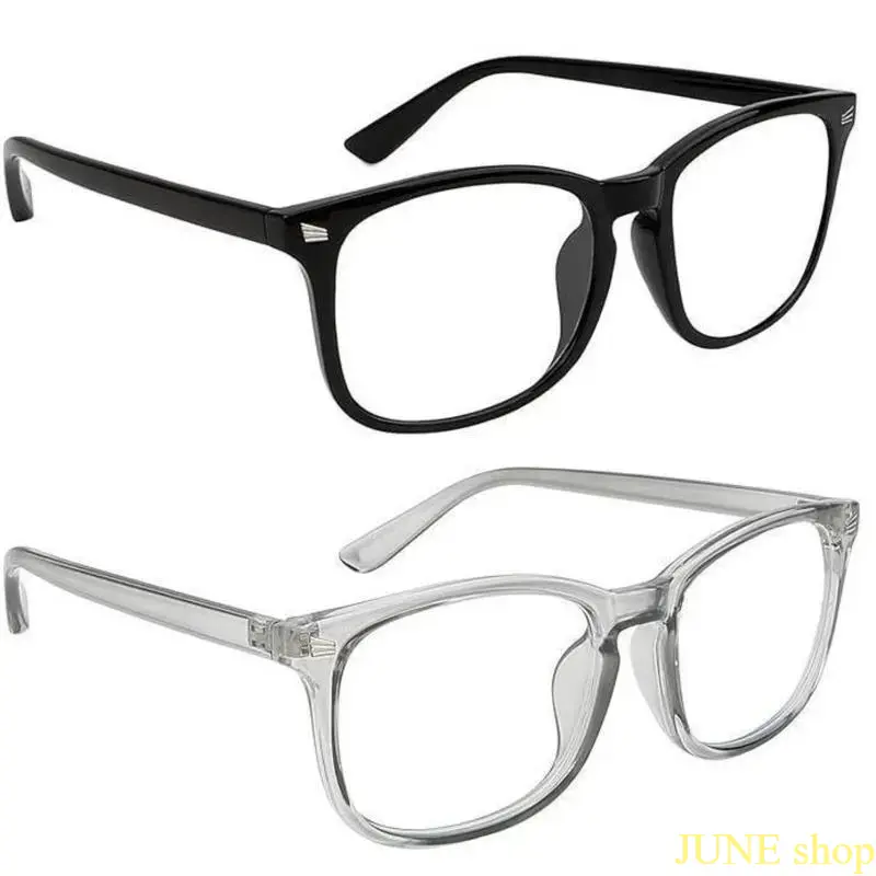 Unisex Square Blue Light Blocking Eyeglasses With Transparent Plastic Frame, Lightweight Eye Protection Eyewear To Relieve Digital Eyestrain During Long Hours Of Computer Operation Video Gaming And Daily Electronic Device Usage
