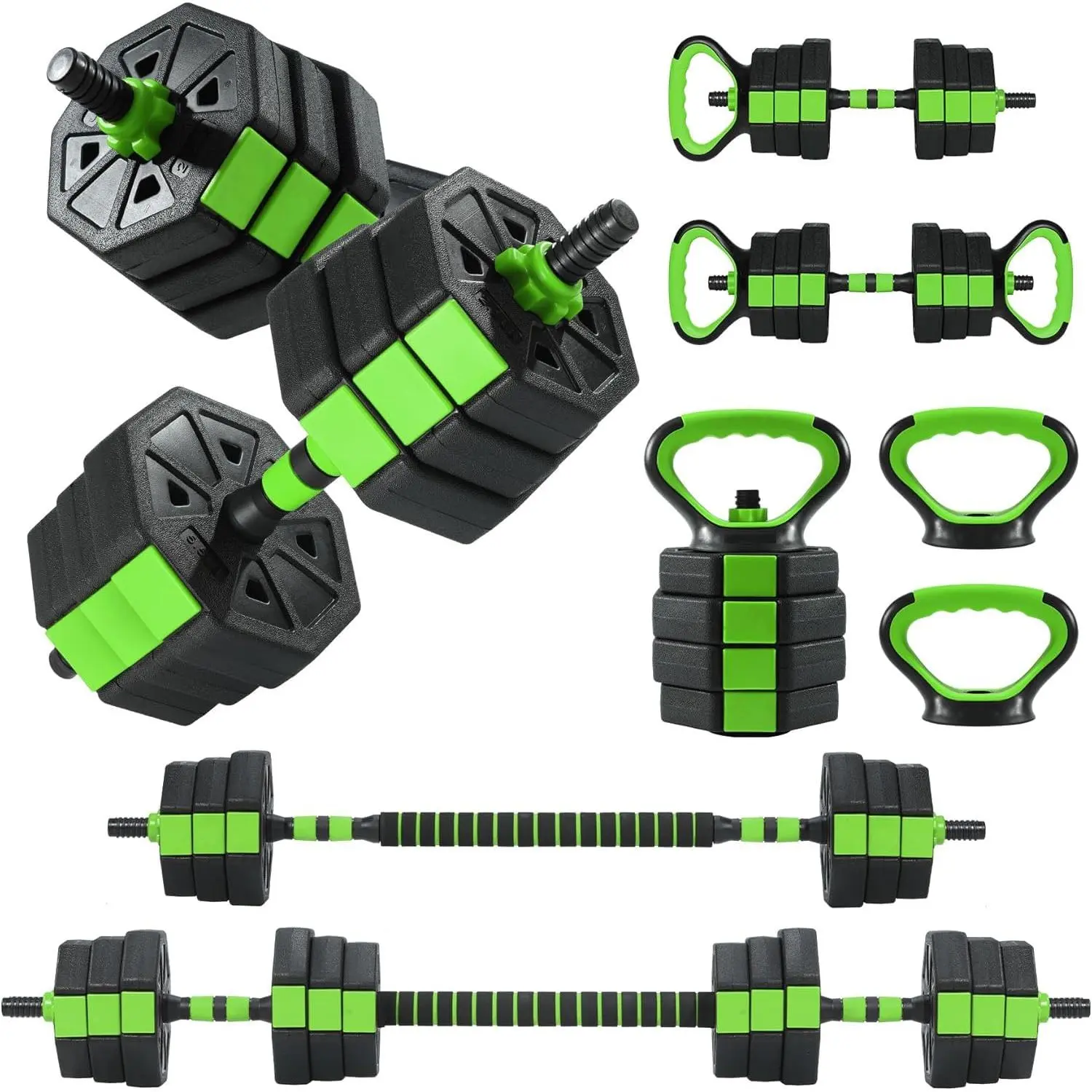 4-in-1 Adjustable Weight Set – Dumbbell, Barbell, Kettlebell & Push-Up Stand – 66/88 lbs Octagonal Cement & Iron Sand – Non-Slip Handles – Multi-Functional Home Gym Strength Training Equipment