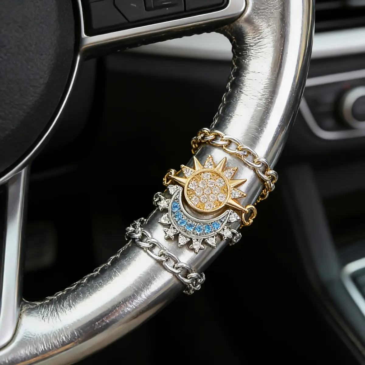 Pair Up, Beautiful Car Interior Decoration Chain, Sun and Moon Decoration Chain Made of Shiny Stones, Car Steering Wheel Decoration Chain, Daily Decoration Bracelet, Home Decoration Chain, Car Interior Accessory, Car Decorations, Car Decor Gift