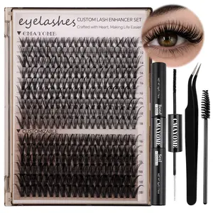 Eyelash Cluster Set, Upper Lashes/dagger/30D/40D, 7 Hot Styles, Mixed Lengths, DIY Eyelash Extension Kit, 300 Dense Long Lashes, D Curl Glue #LashClusters #DIYLashes #ClusterLashes #EyelashKit #MangaLashes #LashTutorial