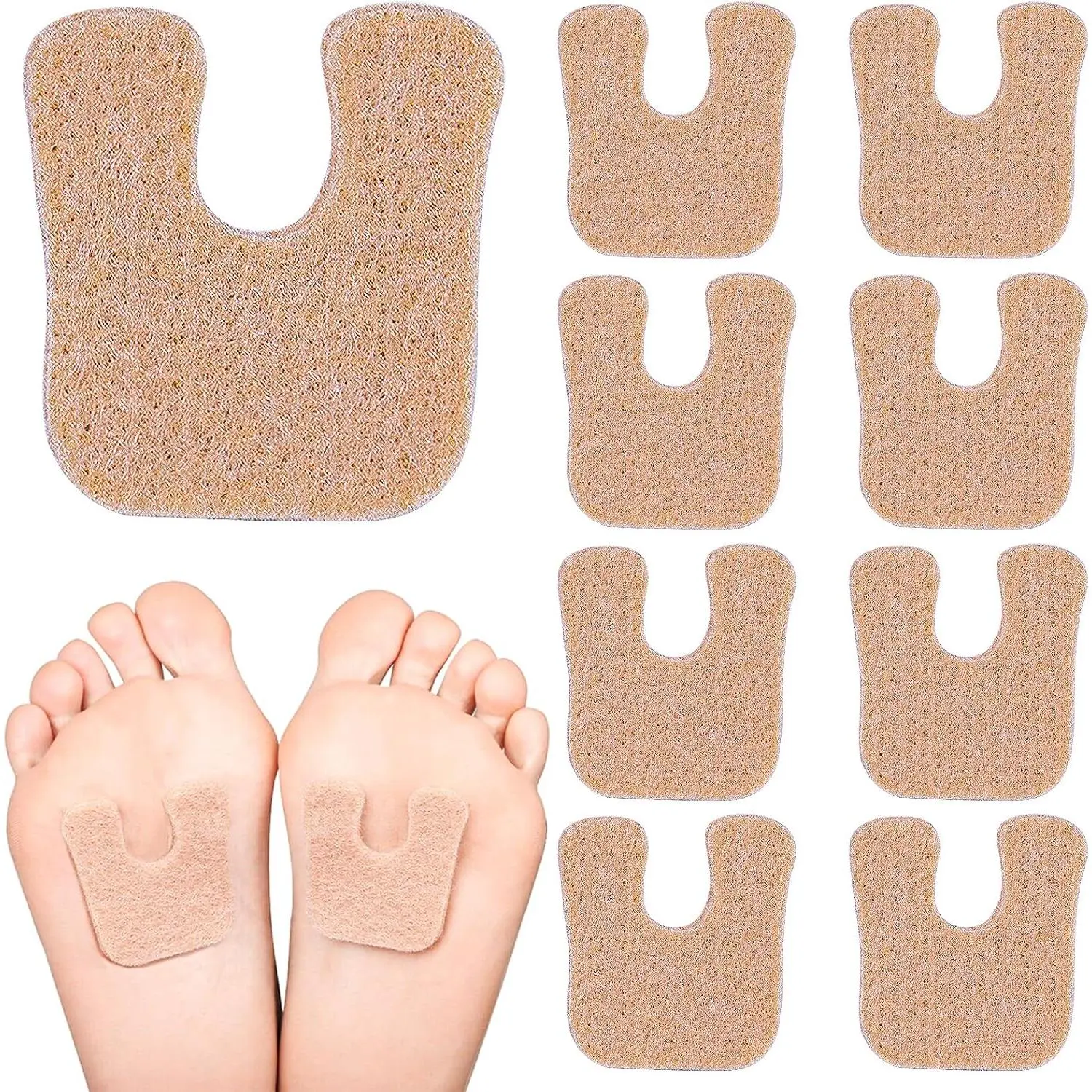 36 Pieces U Shaped Felt Pads Horseshoe Metatarsal Pads Callus Forefoot Foot Pads Pain Relief Foot Cushion Protect Calluses from Rubbing on Shoes Reduce Foot and Heel Pain(Beige)
