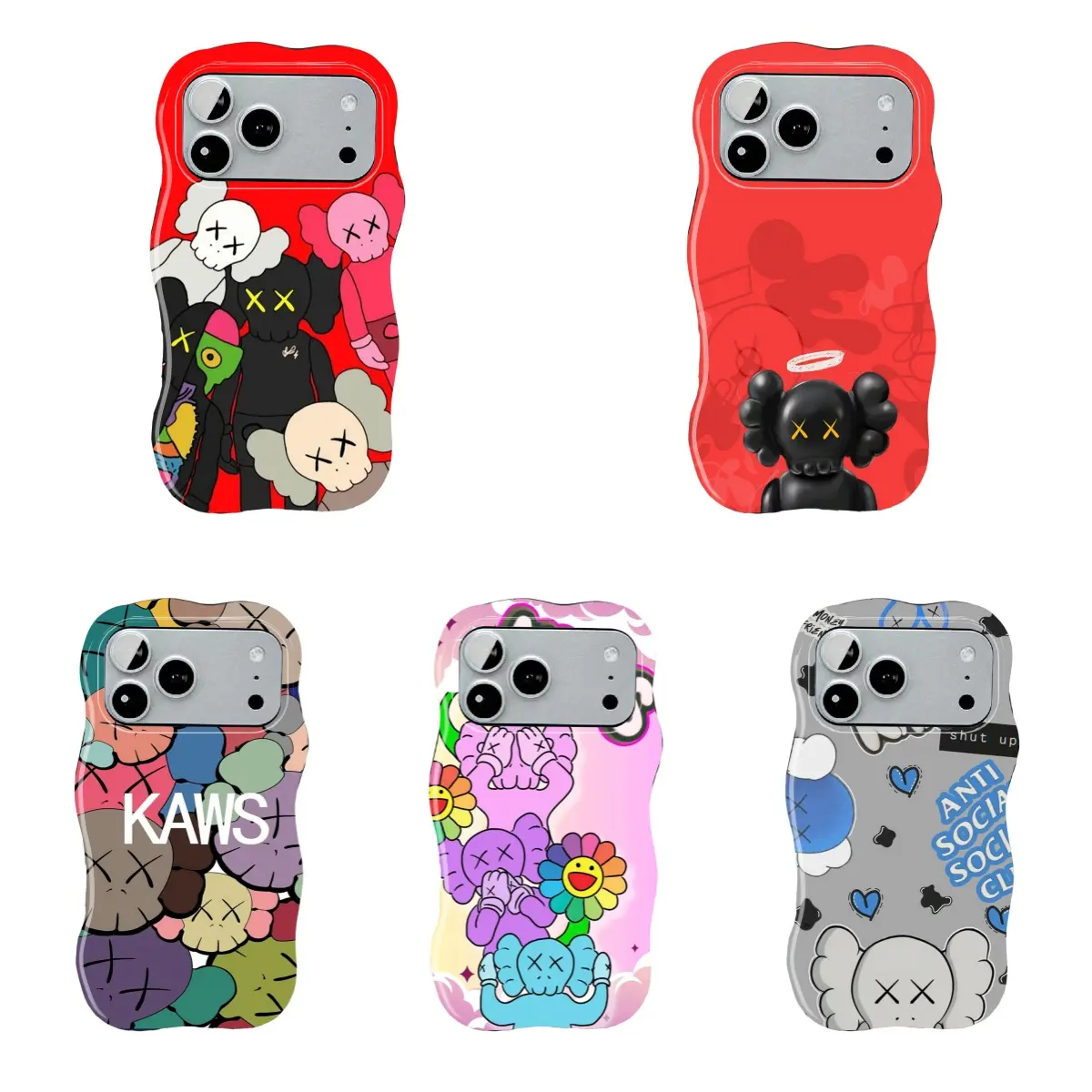 KAWS x Eyes Doll phone case, hypebeast streetwear phone case, compatible with iPhone 11–17 Pro Max/Plus series and Samsung Galaxy S23–S25 series.