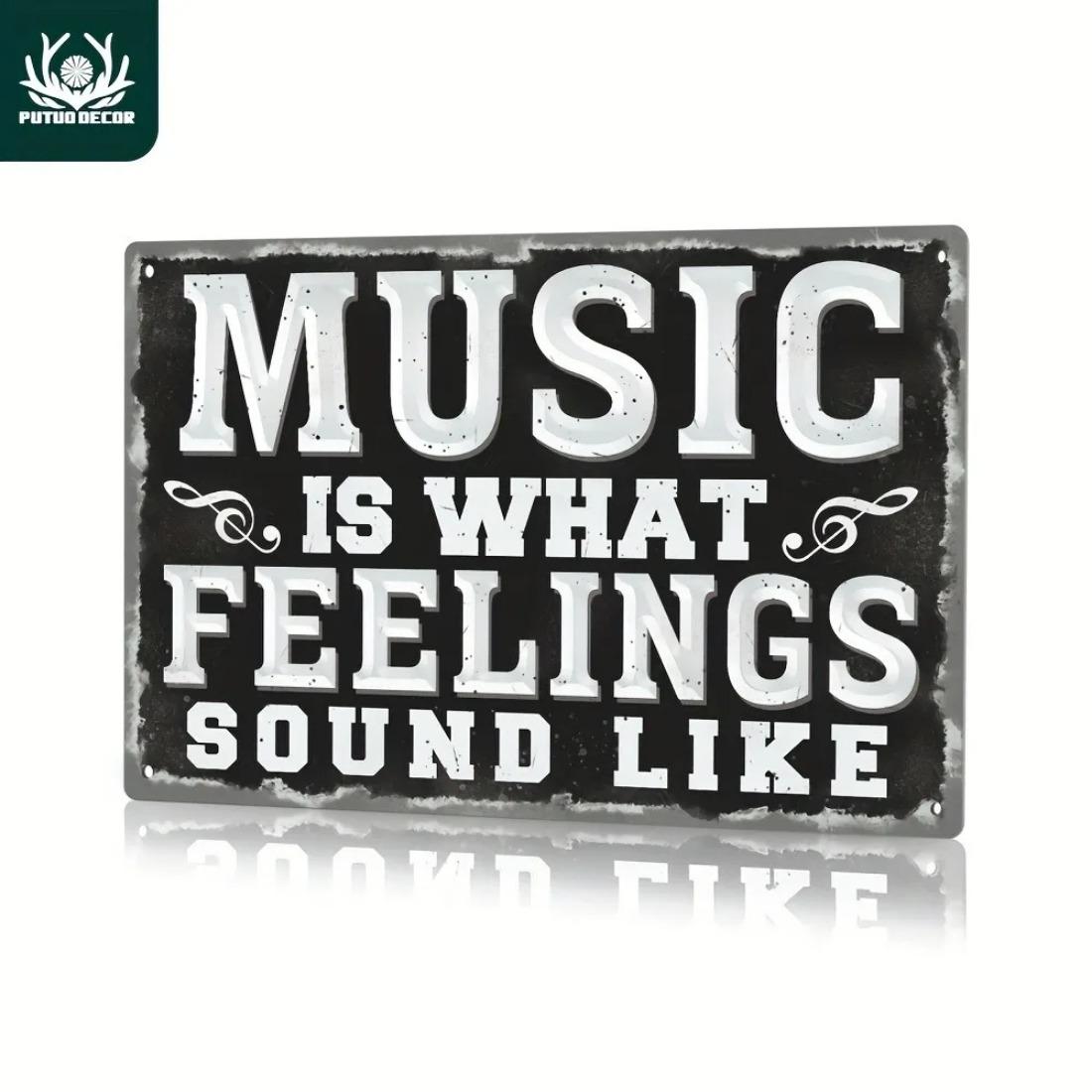 Vintage Music Themed Metal Sign, Wall Decor for Music Lovers, Wall Art for Coffee Bar & Home Decor, Perfect Gift for Coffee Bar & Home Decor