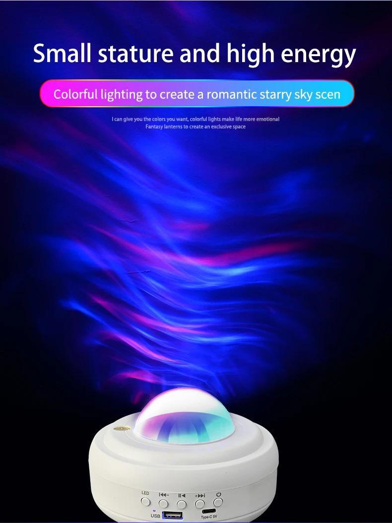 UFO Spaceship Projection Starry Sky Lamp with Bluetooth Speaker LED Lights Bedroom RGB Aurora Moon Lamp for Room Decor Christmas Kids Gift Dual Control Options USB Drive Compatible