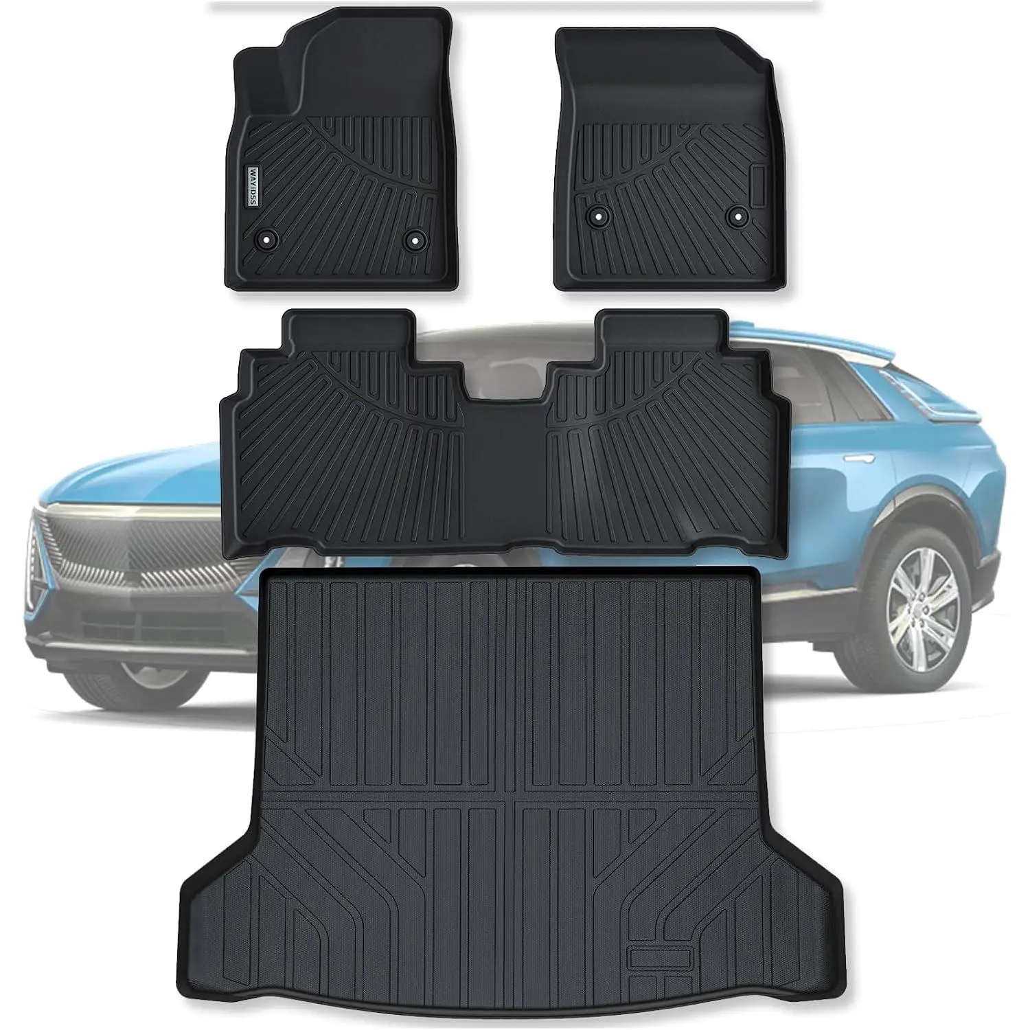 Floor Mats for 2023 2024 2025 2026 Cadillac Lyriq Lyriq-v & Trunk Mat TPE All Weather Protection 2 Rows Car Floor Liners with Cargo Liners,leopard,universal,trimmable,suvfloormats,seat,las