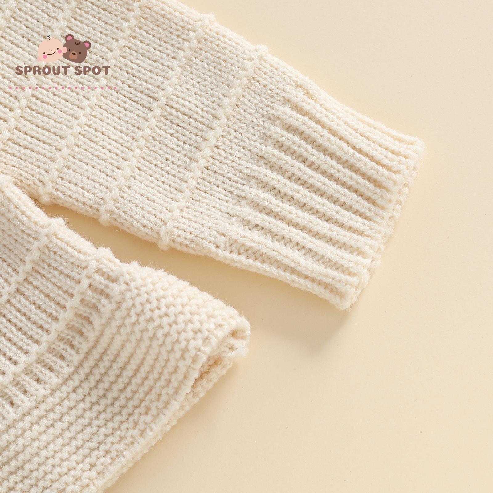 Toddler Baby Girl Knitted Cardigan Solid Color Long Sleeve Crew Neck Button-up Sweater Casual Winter Fall Clothes