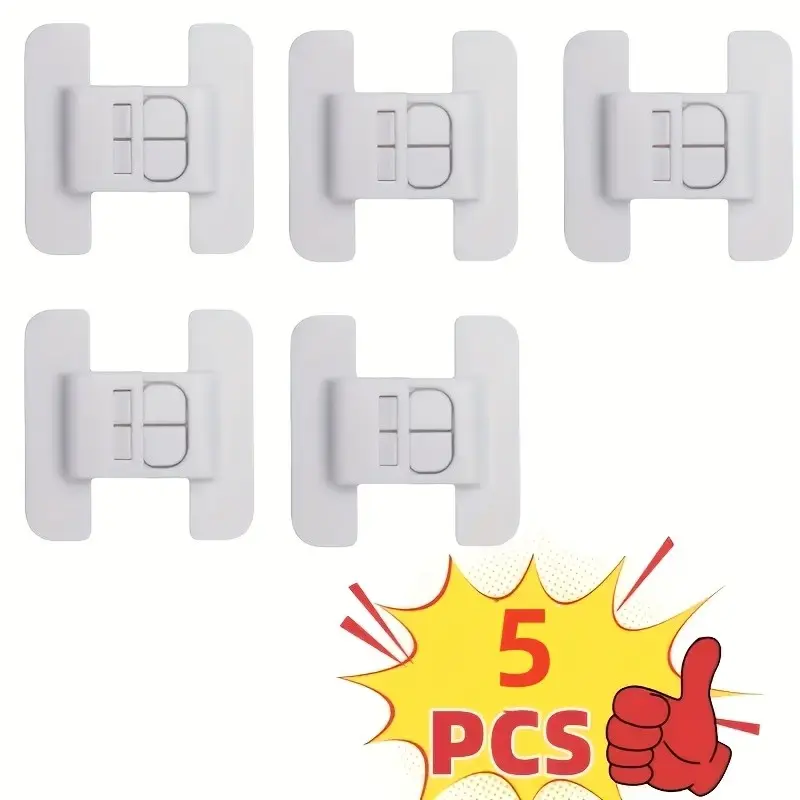 Fnansi 5pcs No-Drill Refrigerator Door Lock, Easy Installation, Automatic Safety Closure, Multi-Purpose Use on Drawers and Cabinets