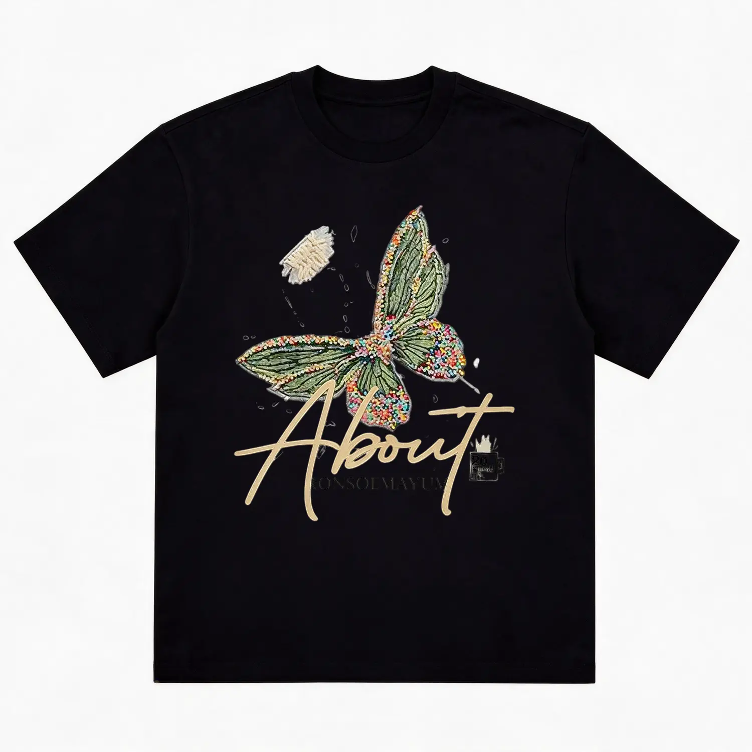 Rhinestone Embroidery Butterfly Graphic T-Shirt Women Soft Cotton Crew Neck Short Sleeve Vintage About Letter Floral Butterfly Casual Aesthetic Tee