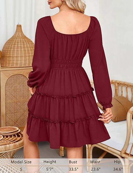 Women's lotus leaf ruffle dress new fall and winter women's fashion layered waist cinched elastic waist short skirt women