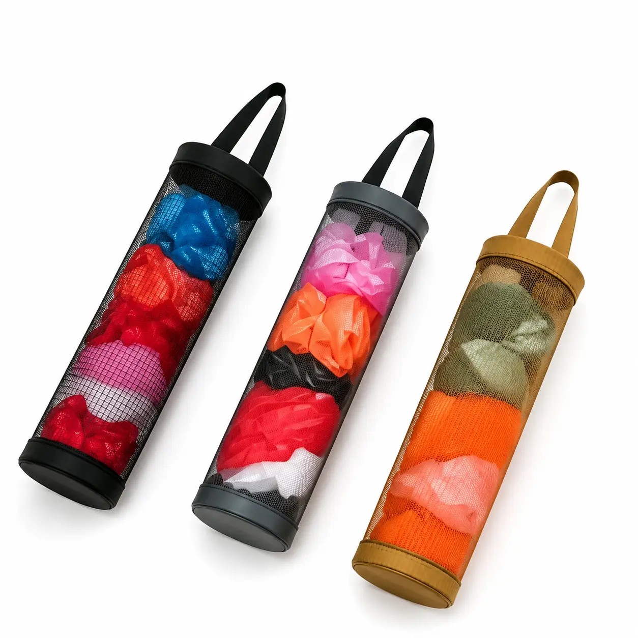 3-Piece Heavy-Duty Plastic Bag Dispenser Set – Wall-Mountable Hanging Organizer for Kitchen, Pantry, or Garage to Store & Dispense Grocery, Produce, and Reusable Bags Efficiently