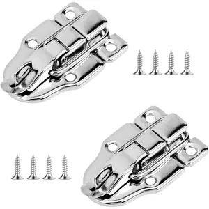 2 Pack Metal Duck-Billed Hasp Lock Toggle Latch Catch with Padlock Hole, Heavy-Duty Toolbox Clasp Buckle for Hardware Storage Boxes