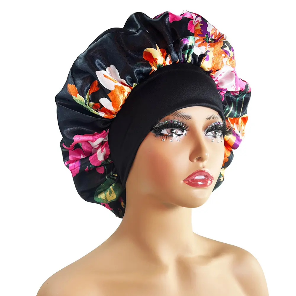 Satin Sleeping Hair Care Cap - European Popular, Wide Elastic, Printed Round Beauty Night Wrap for Sports Use, Haircare